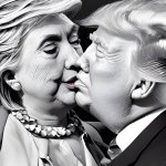 Donald Trump kissing Hillary Clinton