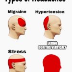so true | EATING DORITOS VERTICALY | image tagged in headaches,doritos | made w/ Imgflip meme maker