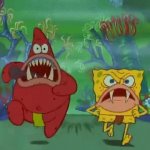 Spongegar and Patgar Chase Squidward GIF Template
