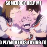 Ashido meets Christine | SOMEBODY HELP ME; THAT RED PLYMOUTH IS TRYING TO KILL ME! | image tagged in scaredy cat ashido | made w/ Imgflip meme maker
