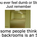 If you ever feel dumb or stupid just remember | some people think the backrooms is an SCP | image tagged in if you ever feel dumb or stupid just remember | made w/ Imgflip meme maker