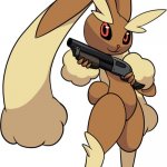 Lopunny with a shotgun | GUN SEXY BUNNY; BOTTOM TEXT | image tagged in lopunny with a shotgun,pokemon,bottom text | made w/ Imgflip meme maker