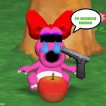 Birdo Aple | BYE MUSHROOM KINGDOM | image tagged in lastwordsfrombirdo | made w/ Imgflip meme maker