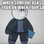 CircleToons Crying | WHEN SOMEONE ASKS IF YOUR OK WHEN YOUR SAD | image tagged in circletoons crying | made w/ Imgflip meme maker