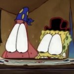 Patrick and spongebob looking at map meme