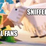 Rascal v.s sniffer | SNIFFER FANS; RASCAL FANS | image tagged in frog eating goat,minecraft rascal,minecraft,minecraft sniffer,mob vote 2022,memes | made w/ Imgflip meme maker