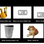 i dont even know | MEH; MEH | image tagged in what people think i do | made w/ Imgflip meme maker