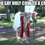 holy cow | WHEN YOU SAY HOLY COW TO A CHRISTIAN | image tagged in holy cow | made w/ Imgflip meme maker