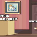 Can't say I'm wrong | CRIPPLING DEPRESSION AND ANXIETY; MY ENTIRE WAY OF LIFE | image tagged in bluey suspicious bingo,bluey,funny,depression | made w/ Imgflip meme maker