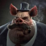 hyper realistic picture of a smartly dressed pig smoking a pipe | image tagged in hyper realistic picture of a smartly dressed pig smoking a pipe,memes,funny,pig,fun stream,sammy | made w/ Imgflip meme maker