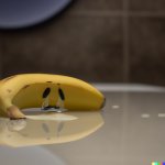 Sad banana with reflection