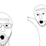 2 soyjacks pointing at something