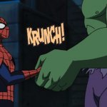 Hulk shakes Spider-hands