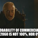 Fusion probability | NO THE PROBABILITY OF COMMERCIAL NUCLEAR FUSION BY 2060 IS NOT 100%, NOR 0% BY 2040. | image tagged in tywin the forecaster | made w/ Imgflip meme maker