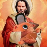 Jesus holding pochita meme
