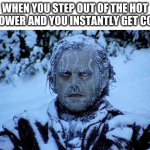 acurate | WHEN YOU STEP OUT OF THE HOT SHOWER AND YOU INSTANTLY GET COLD | image tagged in freezing cold | made w/ Imgflip meme maker