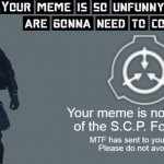 the SCP Foundation now owns this meme meme