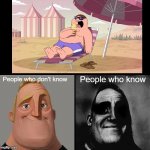 Peter Griffin eating ice cream | People who know; People who don't know | image tagged in dark traumatized mr incredible,family guy,peter griffin | made w/ Imgflip meme maker