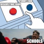 Is it true? | YUMMY FOOD; DISGUSTING FOOD; SCHOOLS | image tagged in dr eggman | made w/ Imgflip meme maker