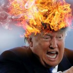 Flaming Trump with hair on fire