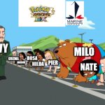 Pokemon Masters EX X Marine Nationale | NAVY; MILO; ROSA; GUZMA; MARNIE; PIER; HILDA; NATE; HILBERT | image tagged in up down exercise,memes,pokemon,anime,french,navy | made w/ Imgflip meme maker