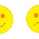 Happy smiley face and sad frowning face