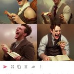 British Mormon laughing maniacally as he slowly feeds a constitu