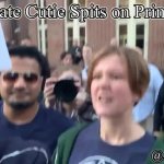 Upset Penn State Female Woman protester spits GIF Template