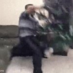 Guy Throwing Christmas Tree GIF Template