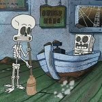 SpongeBob and Squidward skeletons meme