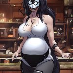 Ai generated lady venom oc at a pub