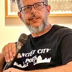 Glasses, beard, microphone