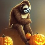 Barack Obama casting a vote as a costumed Halloween sloth