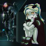 Anime Girl Hiding From a Terminator x Cyberpunk Edgerunners