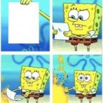 SpongeBob burns paper meme