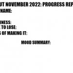 No Nut November 2022: Progress Report
