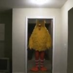 Big bird kicks down a door GIF Template