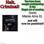 Halt Criminal, but It's Mr. Incredible | Sonic Mania Amy XL | image tagged in halt criminal but it's mr incredible | made w/ Imgflip meme maker