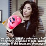 Kirby is so cute that it hurts | KIRBY | image tagged in rosa and arlo meme | made w/ Imgflip meme maker