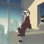 Vice-President Sloth waiting impatiently for a bank to open