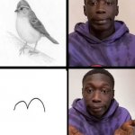 easiest way to draw a bird | image tagged in khaby lame meme | made w/ Imgflip meme maker