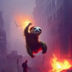 Sloth nopes out of a dumpster fire situation