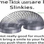 It’s called tiktok because it’s a waste of your time | Tiktok users | image tagged in some at like slinkies | made w/ Imgflip meme maker