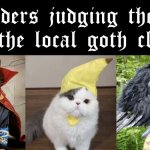 Gothic elders judging the newbies at the local goth club meme | image tagged in gothic elders judging the newbies at the local goth club meme | made w/ Imgflip meme maker