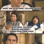 Electoral College's explained | WHAT ARE ELECTORAL COLLEGE VOTES? ELECTORAL COLLEGE VOTES ARE WHAT MAKES ELECTIONS GOOD | image tagged in idiocracy brawndo has what plants crave it's got electrolytes | made w/ Imgflip meme maker