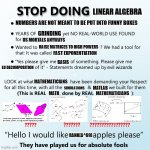 Stop doing linear algebra | LINEAR ALGEBRA; NUMBERS ARE NOT MEANT TO BE PUT INTO FUNNY BOXES; GRINDING; US MORTALS ANYWAYS; RAISE MATRICES TO HIGH POWERS; FAST EXPONENTIATION; BASIS; LU DECOMPOSITION; MATHEMATICIANS; SIMULATIONS; MATLAB; MATHEMATICIANS; MATH; RANK(A^69) | image tagged in stop doing x | made w/ Imgflip meme maker