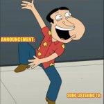 Superstarteen quagmire announcement template: meme