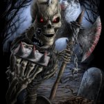 badass skeleton with axe