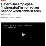 Caterpillar employee incinerated
