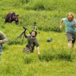 People running from bear template